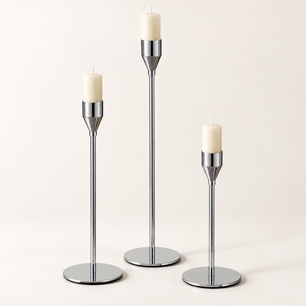 Elegante zilveren kandelaars – set van 3 stuks