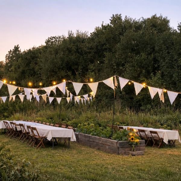 Witte stoffen vlaggenlijn XL – 10 meter Witte stoffen vlaggenlijn XL – 10 meter