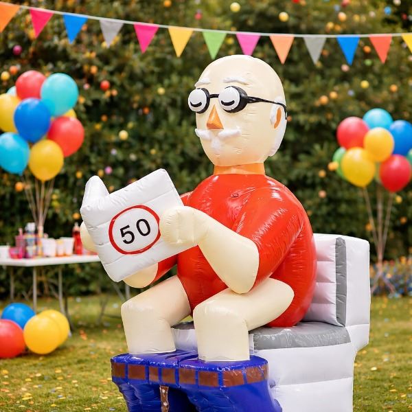 Opblaasbare Abraham op de WC Opblaasbare Abraham op de WC